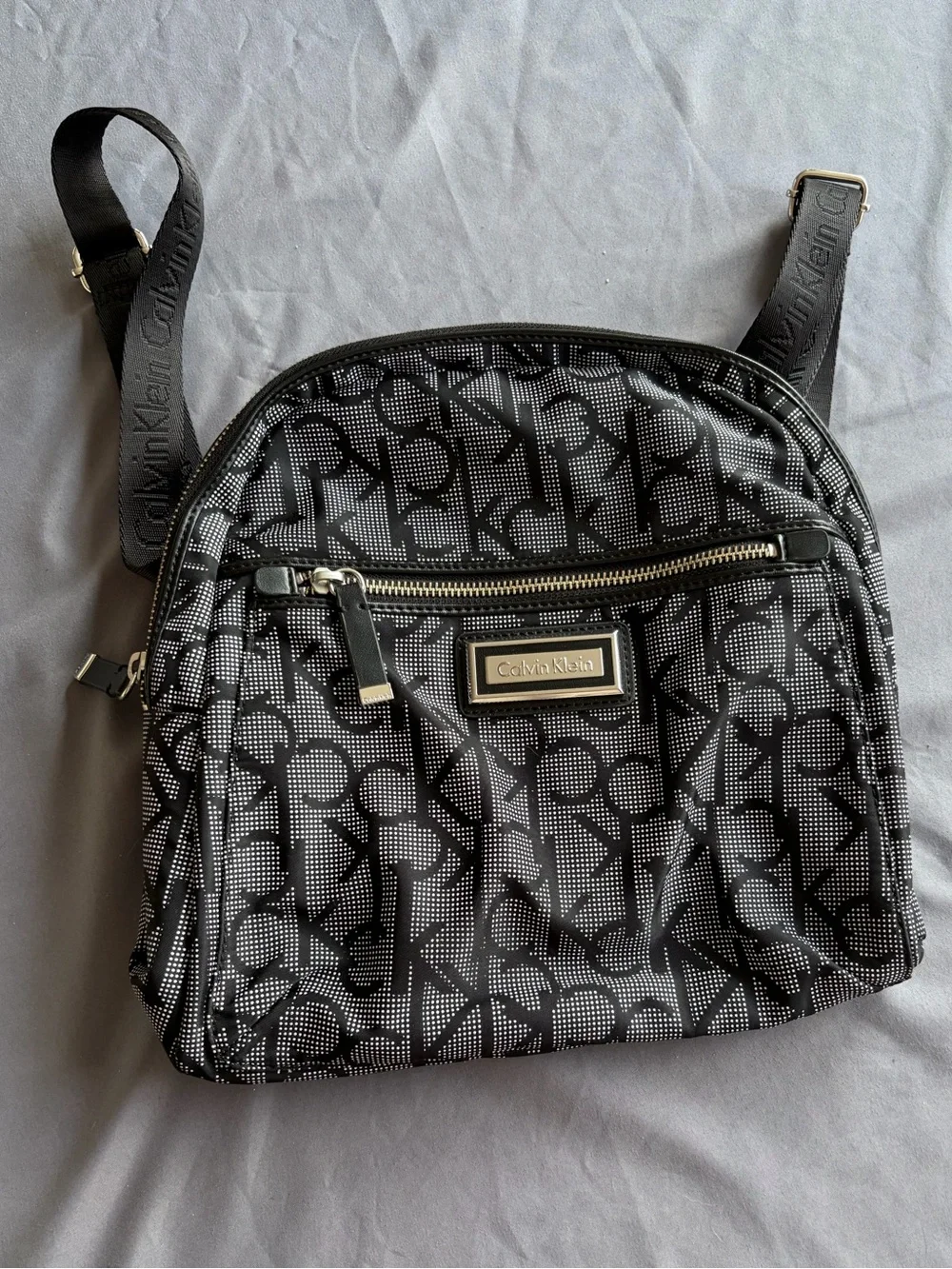 Calvin Klein Black Logo Nylon Crossbody Backpack